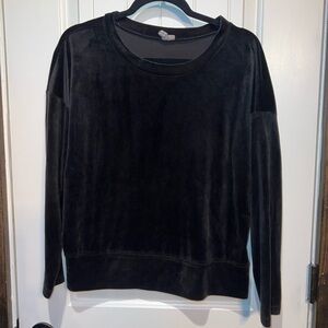 Black Plush Long Sleeve Top